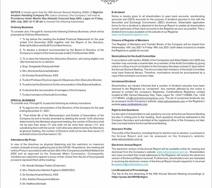 NOTICE OF ANNUAL GENERAL MEETING
